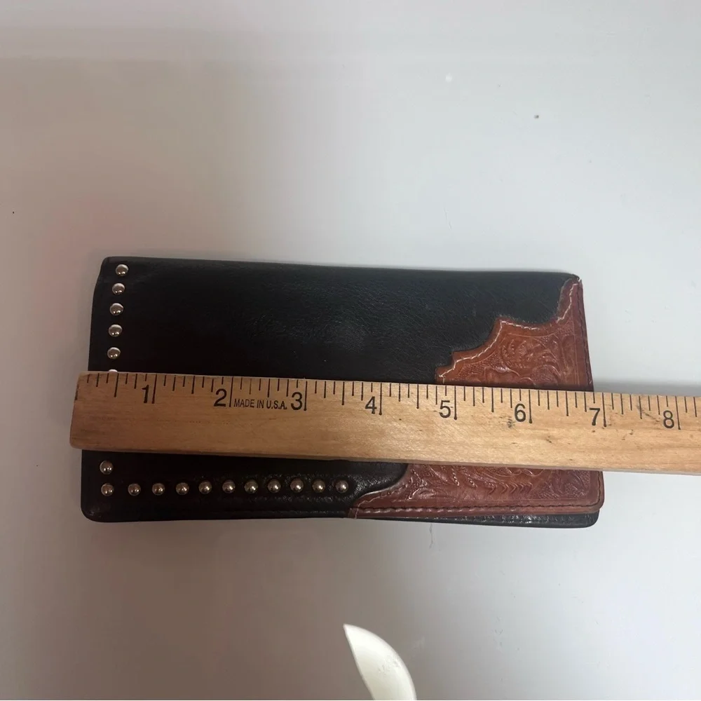 Buffalo Brand Traders Black & Brown Embossed Leather Wallet – Western Studded